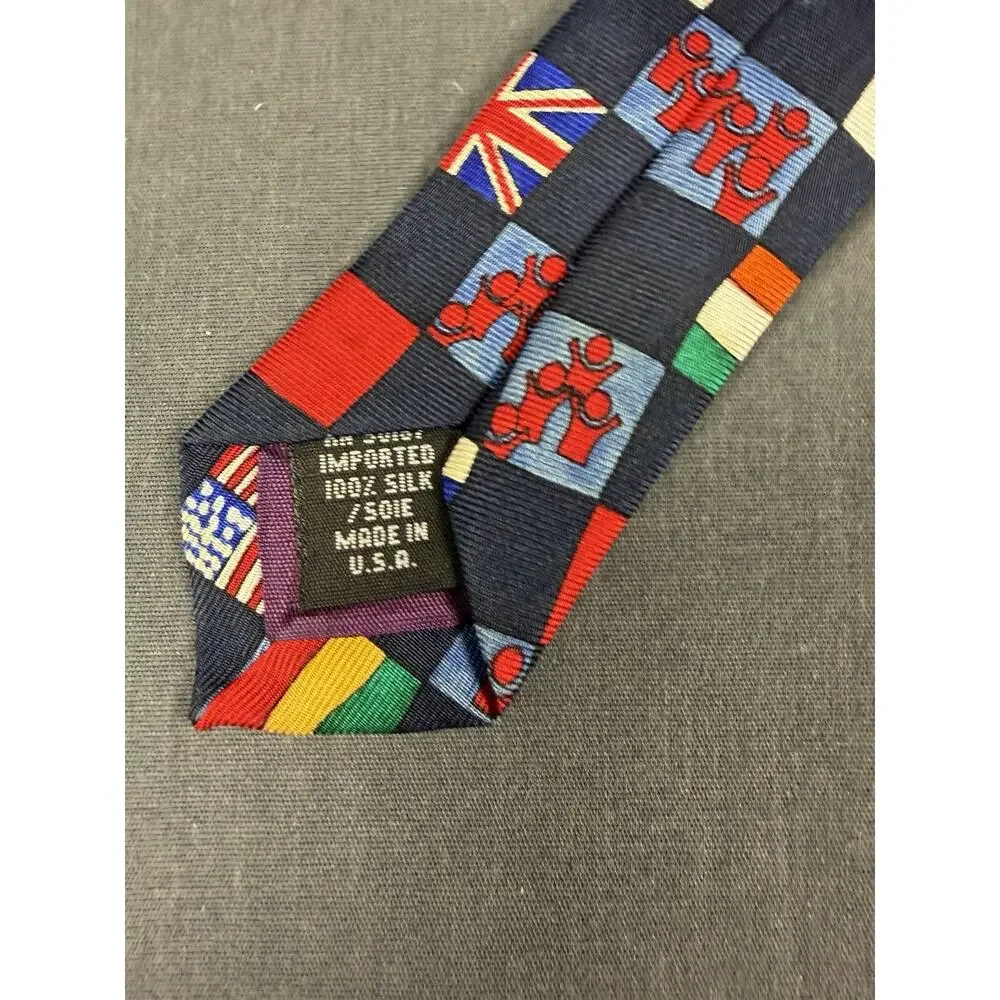 Save The Children Men's Necktie Tie Silk Country Flags Vintage